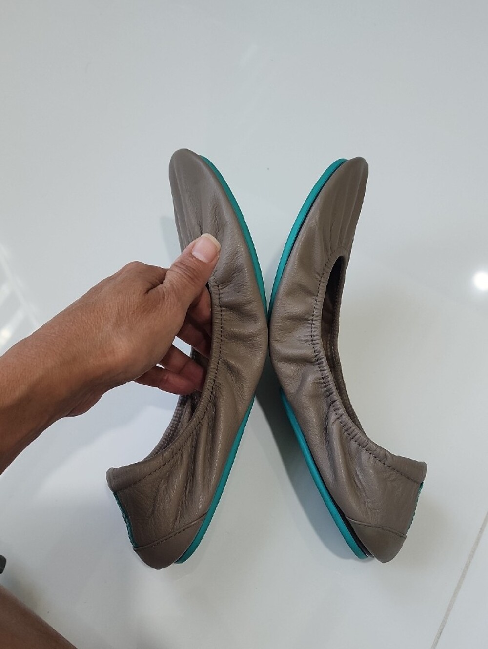 Tieks Taupe Leather Ballet Flats - Picture 11 of 14